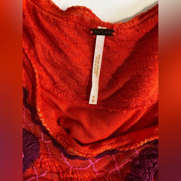 Free People Begonia Embroidered Boho Top Blouse medium - Picture 5 of 8